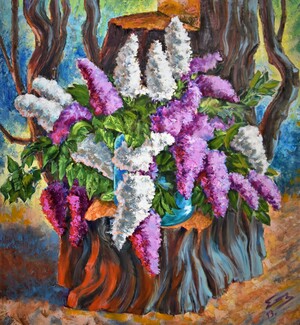 LILAC ON TREE STUMPS. 2013