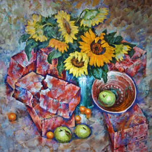 SUNFLOWERS ON OLD BRICKS. 2008